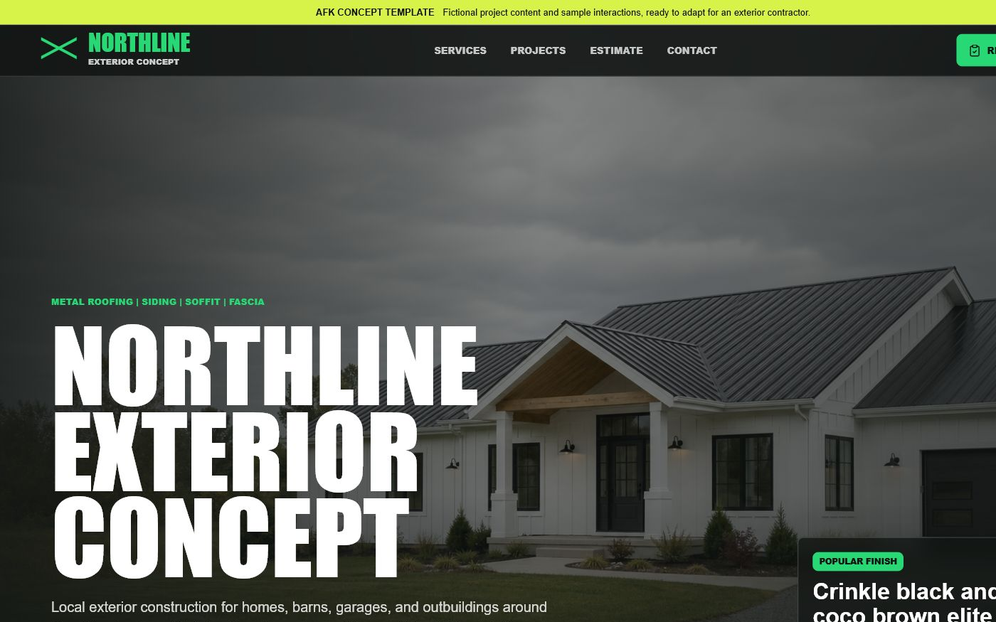 Northline Exterior website preview